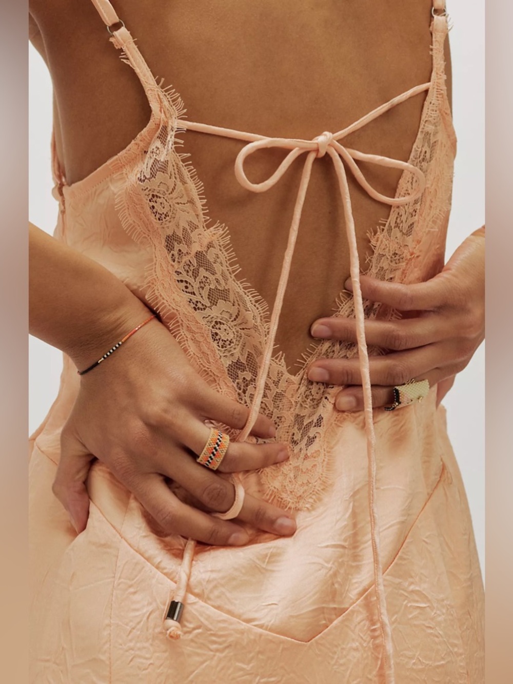 Free People Formal Salmon Orange Lace Slip Maxi Dress Open Back Wedding guest - Picture 7 of 15